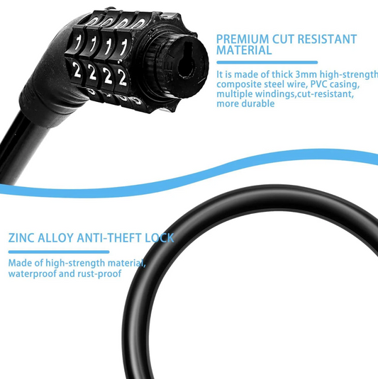 FortiLock 4-Digit Bike bicycle Cable combination lock