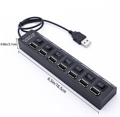 USB Splitter Multi Port USB 2.0 Hub, 7 Port