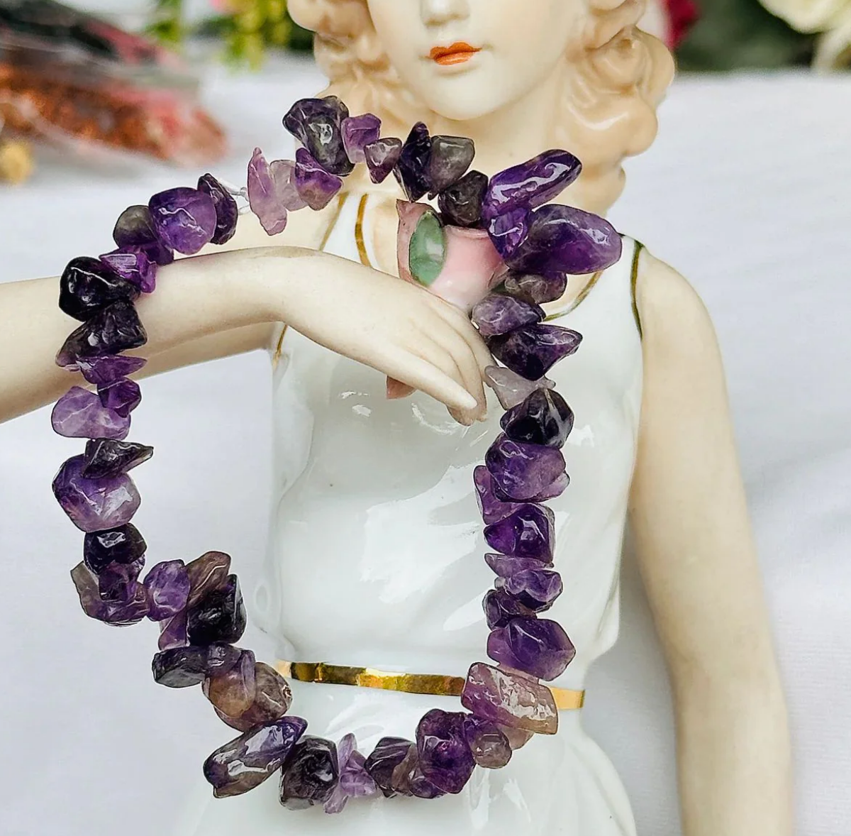 Attract Luck, Enhance Intuition, Improve Health & Skin Amethyst Thread Bracelet & Certified