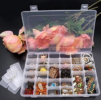 36 Grids Clear Plastic Organizer Jewellry Storage Box with Adjustable Dividers