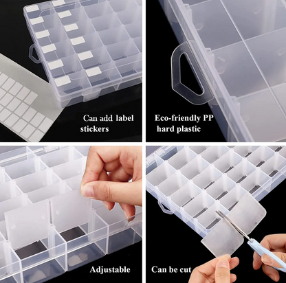36 Grids Clear Plastic Organizer Jewellry Storage Box with Adjustable Dividers