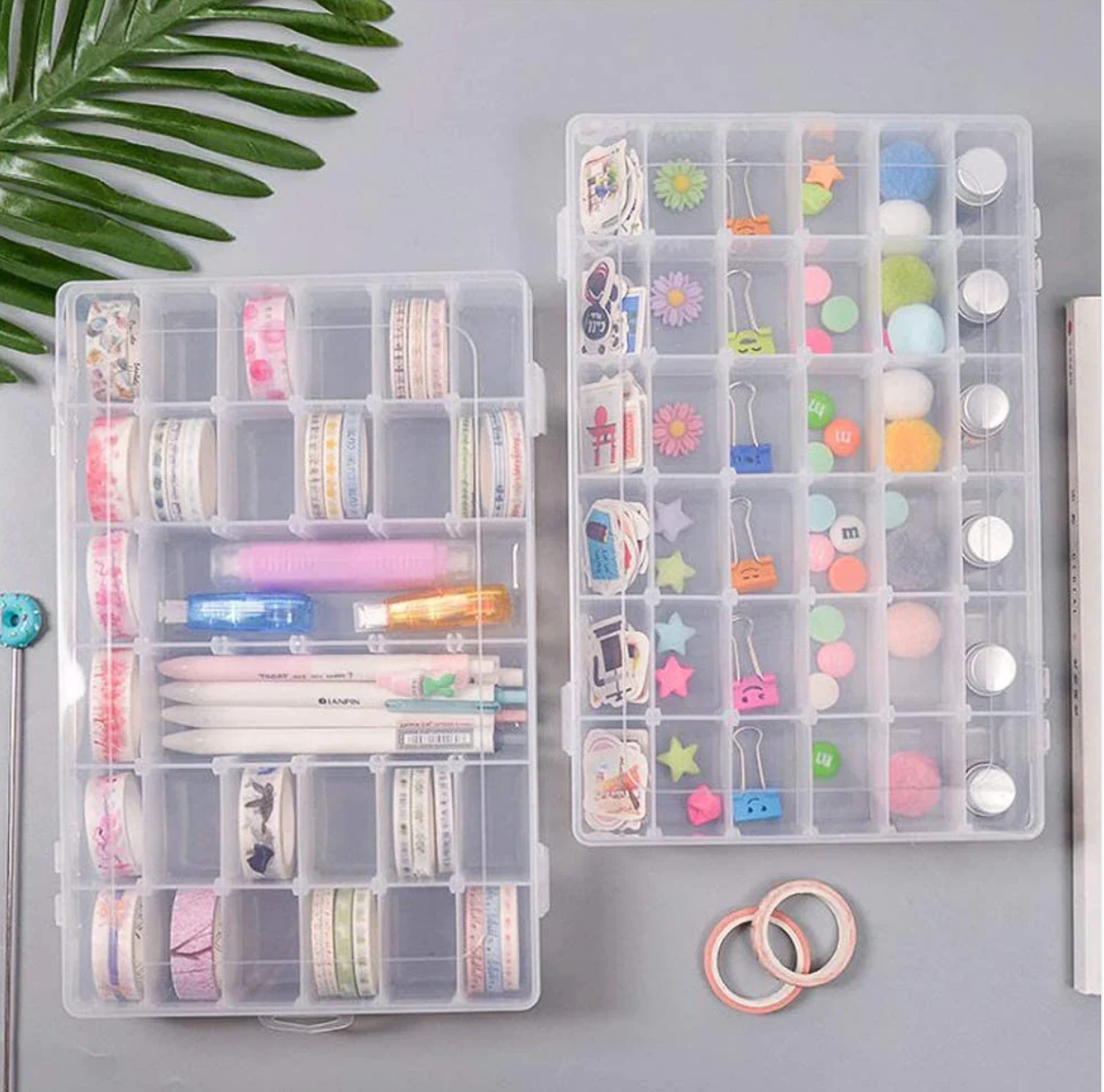 36 Grids Clear Plastic Organizer Jewellry Storage Box with Adjustable Dividers